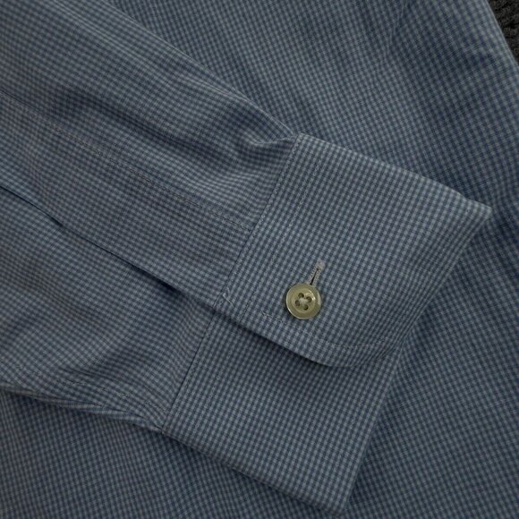 Brooks Brothers Extra-Slim 16-34 Non-Iron Spread Check Blue Cotton Button Up Men - Picture 12 of 16
